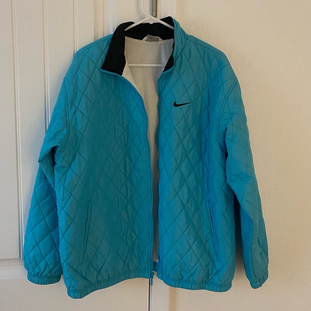 Vintage Y2K Blue Nike Quilted Bomber Jacket